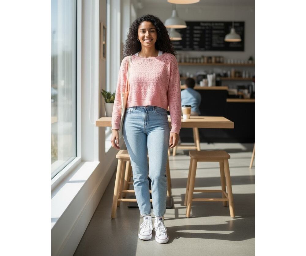 Abound Pointelle Knit Cropped Sweater Pink Hydrangea Large NEW